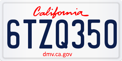 CA license plate 6TZQ350