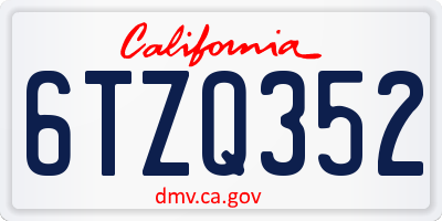 CA license plate 6TZQ352