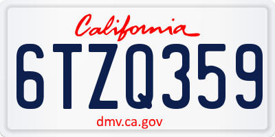 CA license plate 6TZQ359