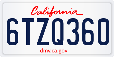 CA license plate 6TZQ360