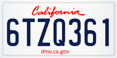 CA license plate 6TZQ361