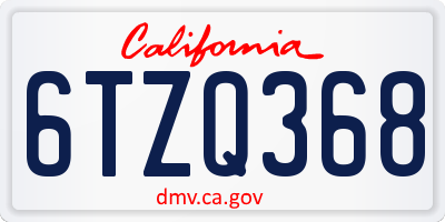 CA license plate 6TZQ368