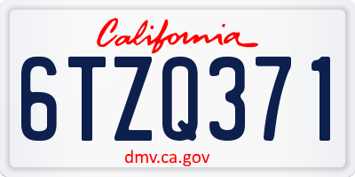 CA license plate 6TZQ371