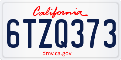 CA license plate 6TZQ373