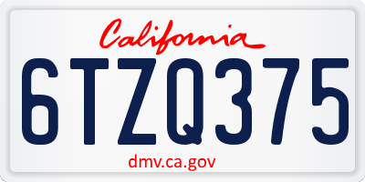 CA license plate 6TZQ375