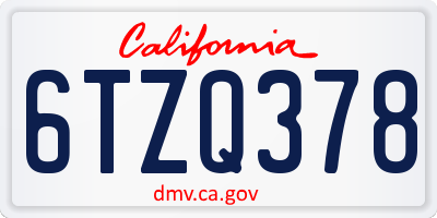 CA license plate 6TZQ378