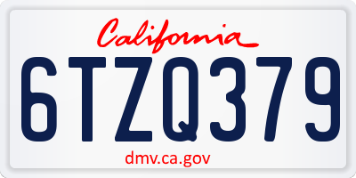 CA license plate 6TZQ379