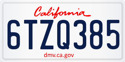 CA license plate 6TZQ385