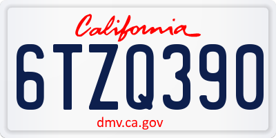CA license plate 6TZQ390