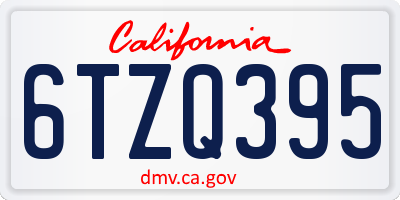 CA license plate 6TZQ395
