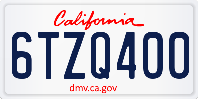 CA license plate 6TZQ400