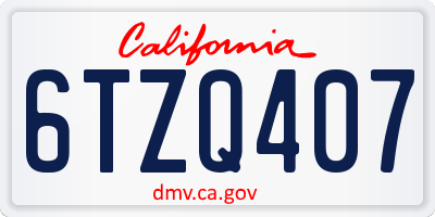 CA license plate 6TZQ407