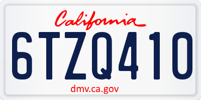 CA license plate 6TZQ410