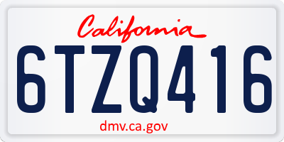 CA license plate 6TZQ416