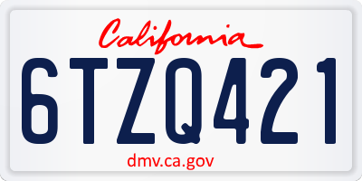 CA license plate 6TZQ421