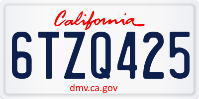 CA license plate 6TZQ425