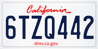 CA license plate 6TZQ442