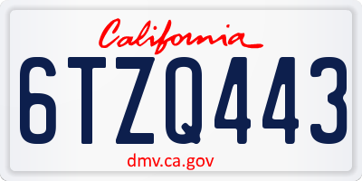 CA license plate 6TZQ443