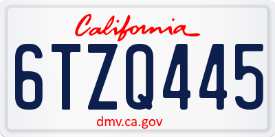 CA license plate 6TZQ445