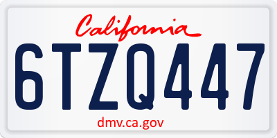 CA license plate 6TZQ447