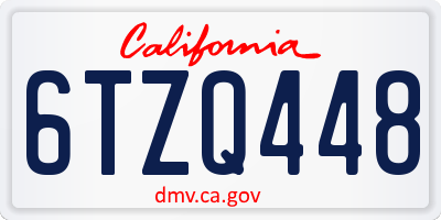 CA license plate 6TZQ448