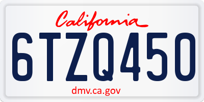 CA license plate 6TZQ450