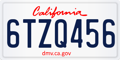 CA license plate 6TZQ456