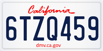 CA license plate 6TZQ459