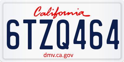 CA license plate 6TZQ464