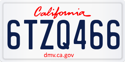 CA license plate 6TZQ466