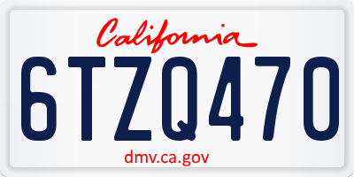 CA license plate 6TZQ470