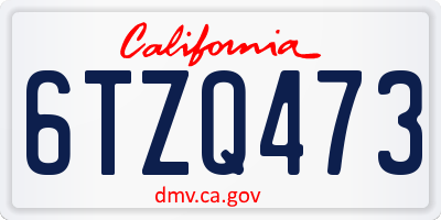 CA license plate 6TZQ473