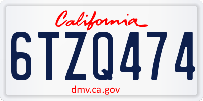 CA license plate 6TZQ474