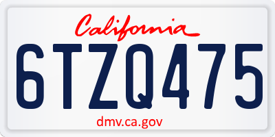 CA license plate 6TZQ475