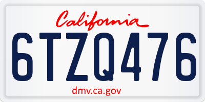 CA license plate 6TZQ476