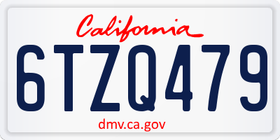 CA license plate 6TZQ479