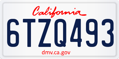 CA license plate 6TZQ493
