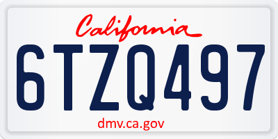 CA license plate 6TZQ497