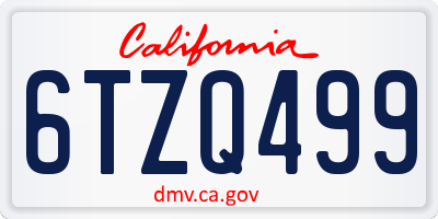CA license plate 6TZQ499