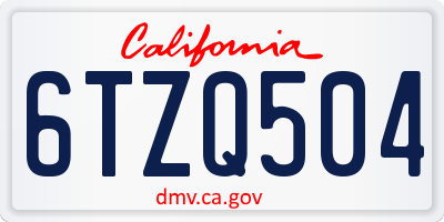 CA license plate 6TZQ504