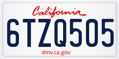 CA license plate 6TZQ505