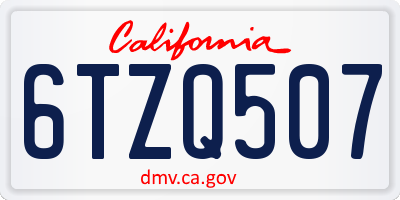 CA license plate 6TZQ507