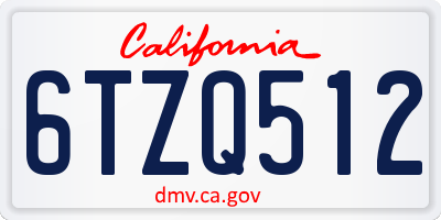 CA license plate 6TZQ512