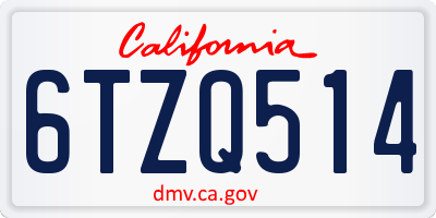 CA license plate 6TZQ514