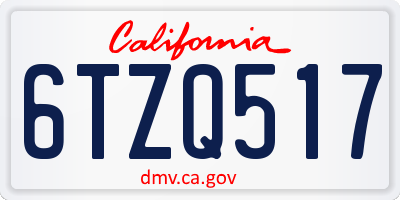 CA license plate 6TZQ517