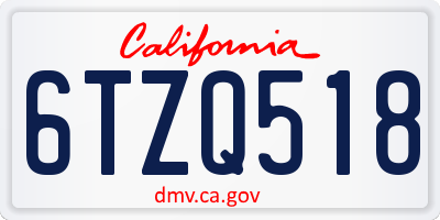 CA license plate 6TZQ518