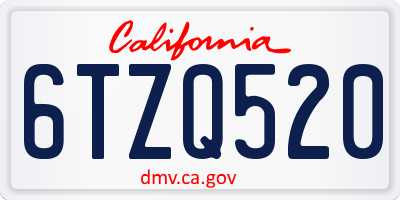 CA license plate 6TZQ520