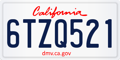 CA license plate 6TZQ521