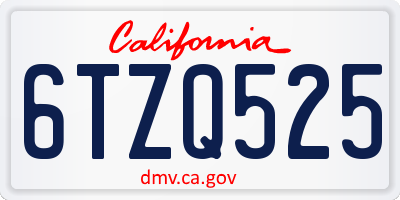 CA license plate 6TZQ525