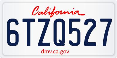 CA license plate 6TZQ527